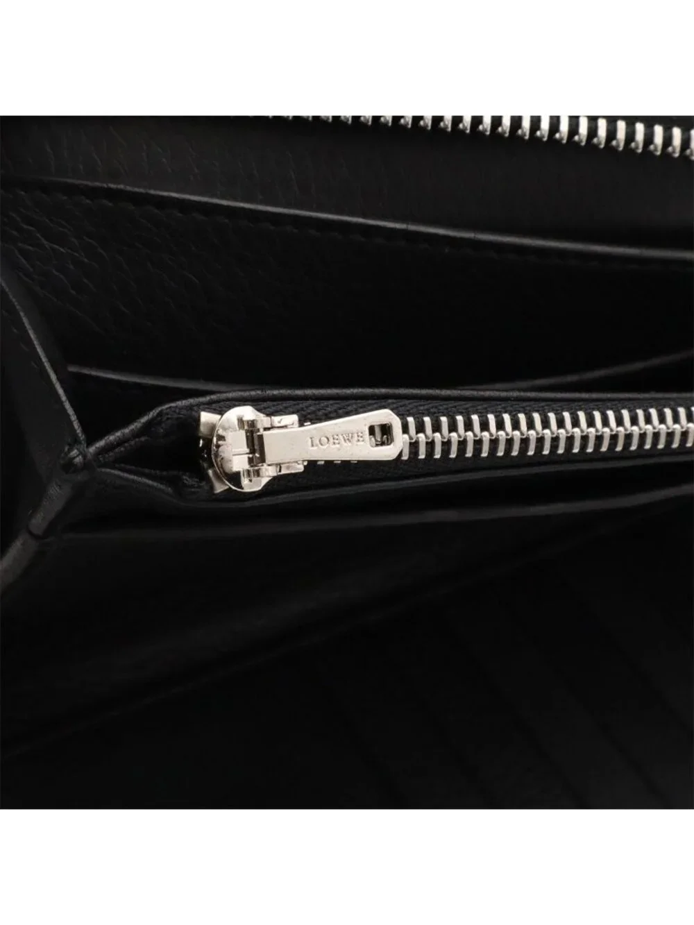 Loewe Anagram Clutch Zip Around Wallet Leather Black Silver